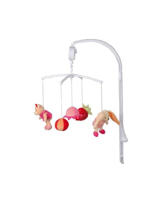 Mobile bébé musical fruits roses