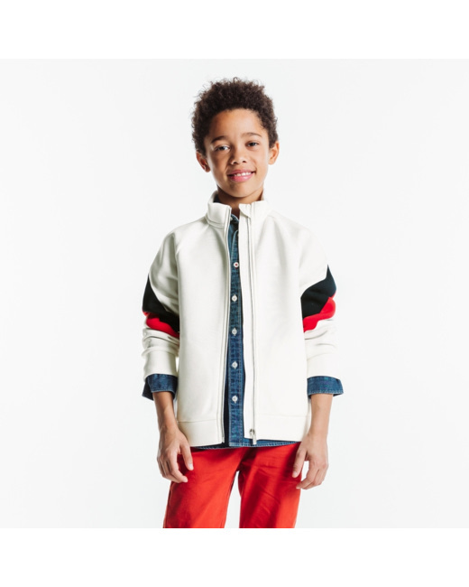 Sweat zippé blanc garçon