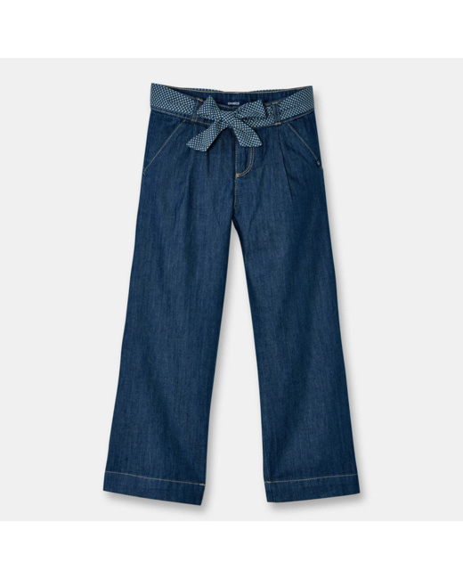 Jean large ceinturé bleu fille