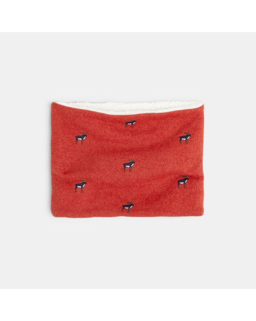 Snood en tricot doublé polaire + motifs brodés orange garçon