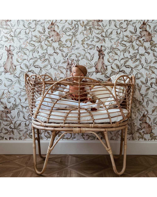 Papier peint - lapins dans les bois fond clair