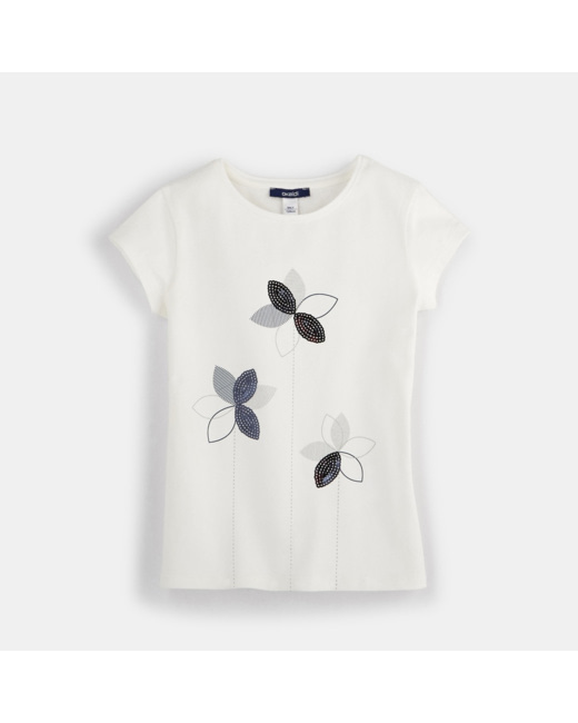 T-shirt à sequins blanc fille