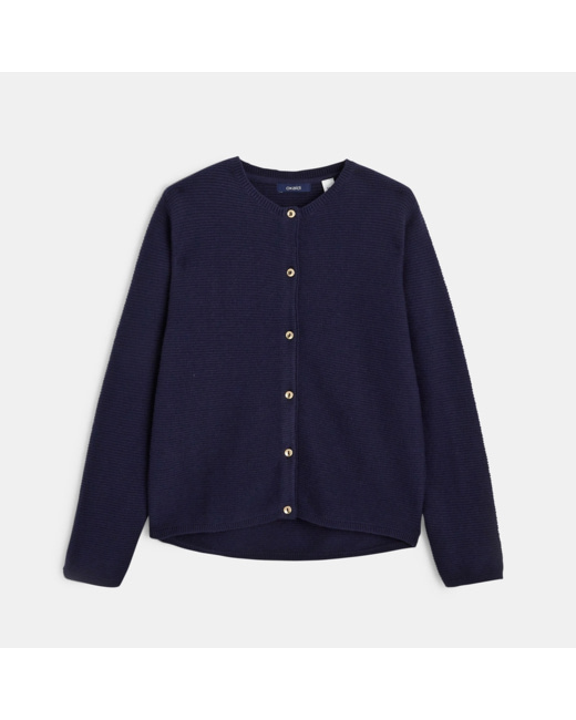 Gilet côtelé boutonné bleu fille
