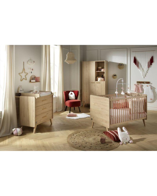 Chambre Trio Arty Lit bébé évolutif + Commode + Armoire