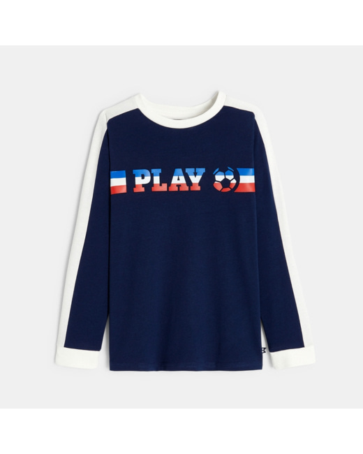 T-shirt manches longues foot bleu garçon