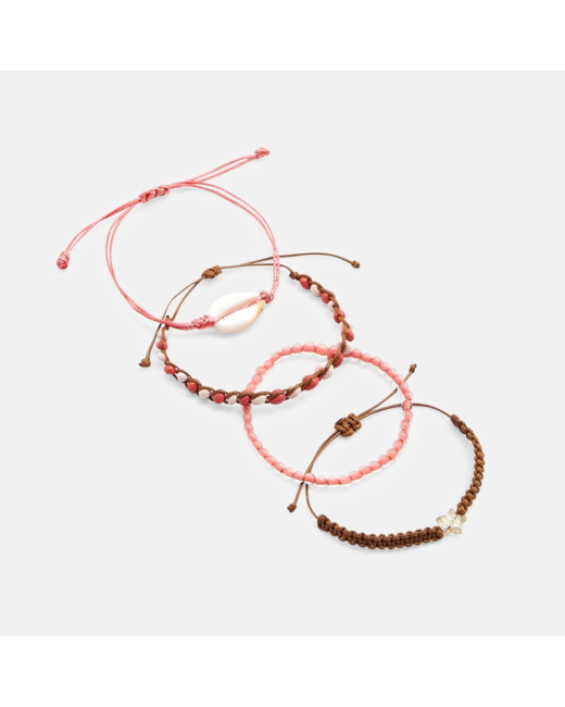 Bracelets tressés et perles fantaisie rose fille