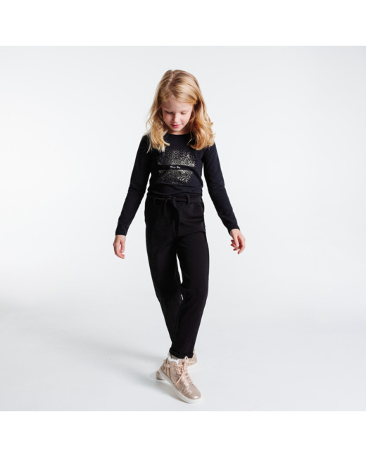 T-shirt coton bio stretch à étoile dorée noir fille