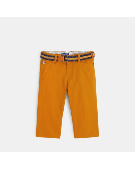 Bermuda long ceinturé marron garçon