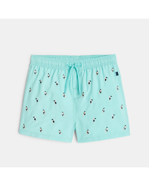 Short de bain brodé bleu garçon
