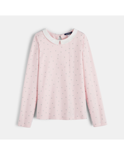 T-shirt col Claudine rose fille