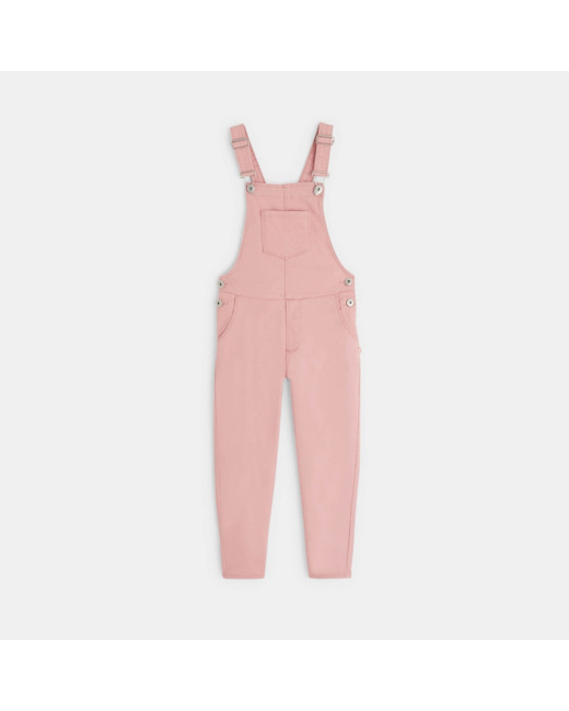 Salopette en toile unie rose fille