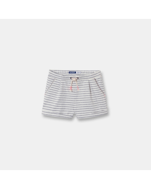 Short en jersey rayé gris fille
