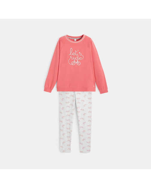 Pyjama 2 pièces en jersey "let's ride" rose fille