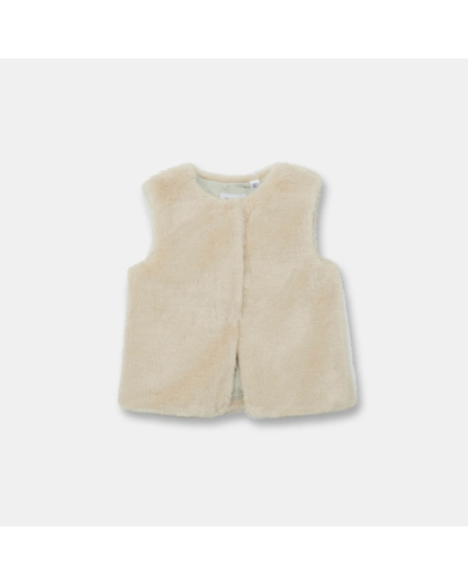 Veste en fausse fourrure beige fille