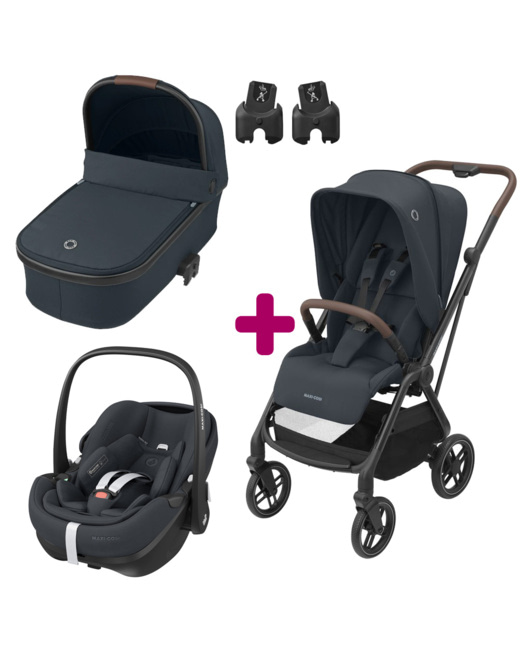 Poussette trio Léona 2 + pebble pro + nacelle essential