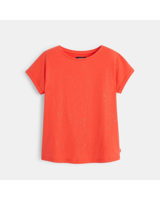 T-shirt pailleté orange fille
