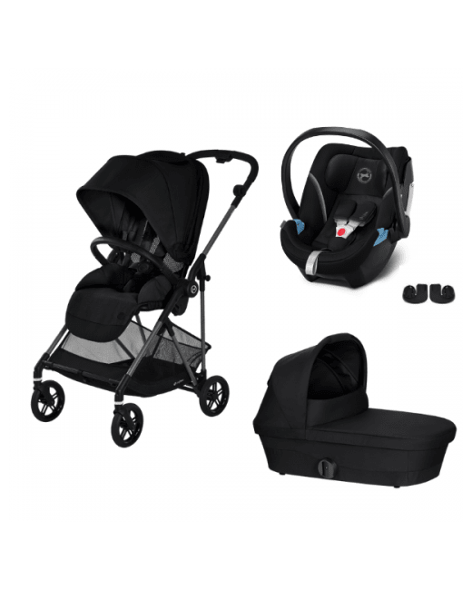 Poussette Melio + nacelle + coque auto Aton 5