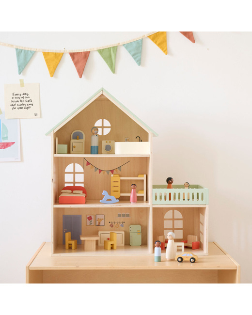 Maison de poupées en bois Pastel