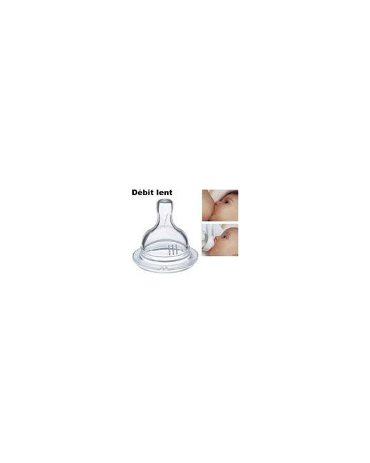 2 TETINES EN SILICONE DEBIT LENT 2 TROUS