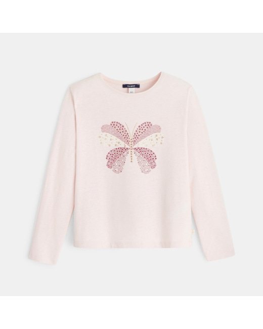 T-shirt à motif Papillon rose fille