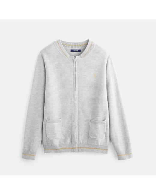 Gilet zippé gris fille