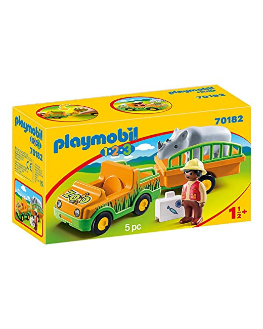 Playmobil 1.2.3 - Vétérinaire avec véhicule et rhinocéros