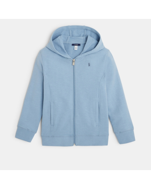 Sweat-shirt uni à capuche bleu garçon