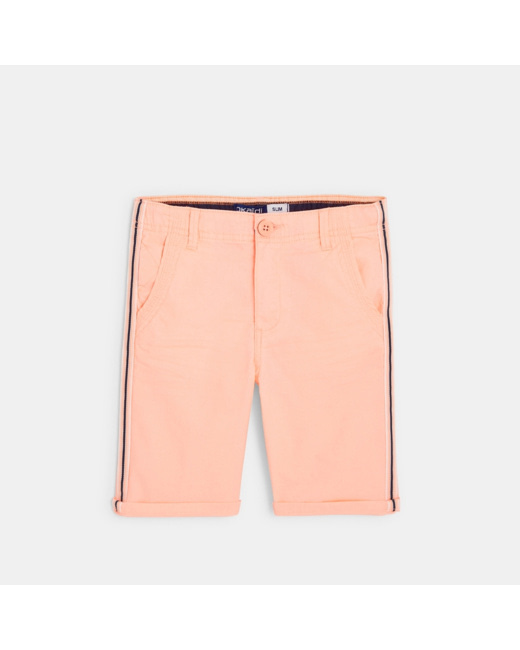 Bermuda slim en toile et galon rayé orange garçon