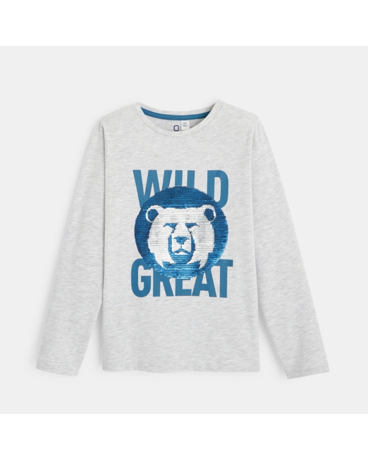 T-shirt sequins magiques Wild gris garçon