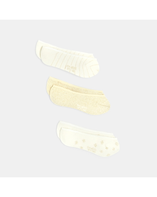 Chaussettes invisibles fantaisie (lot de 3) blanches fille