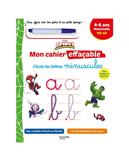 Disney - Spidey et ses amis extraordinaires  - Mon cahier effaçable - J'écris les minuscules