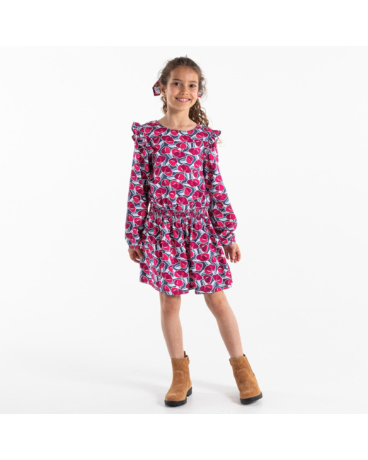 Robe courte imprimée rose fille