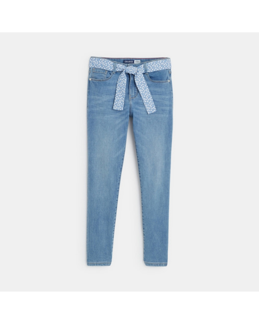 Jean skinny ceinturé bleu fille