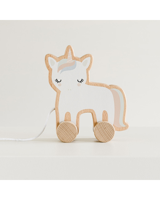 Jouet à tirer en bois Licorne