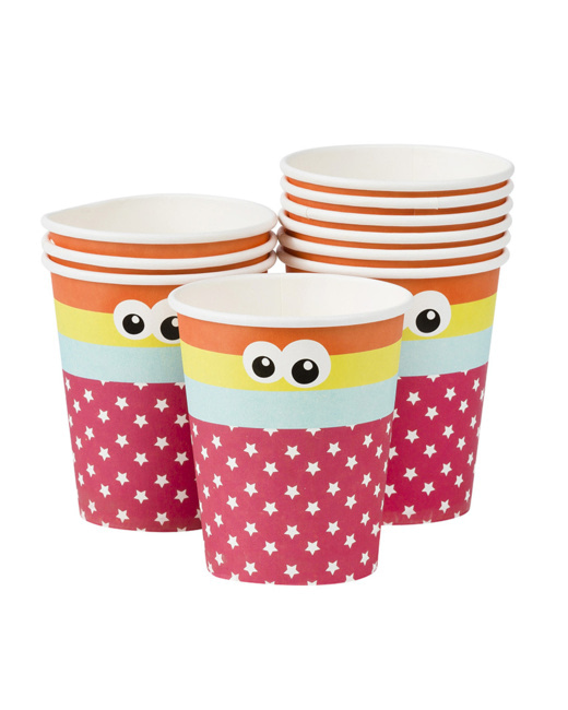 Lot de 10 gobelets d'anniversaire en carton motif fantaisie
