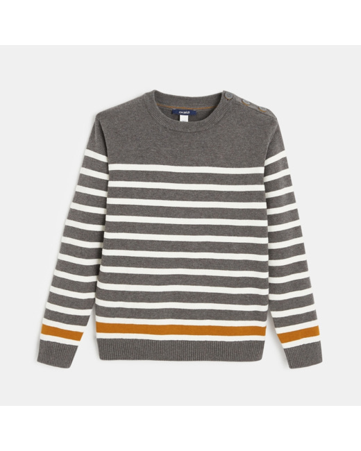 Pull marin en tricot gris garçon