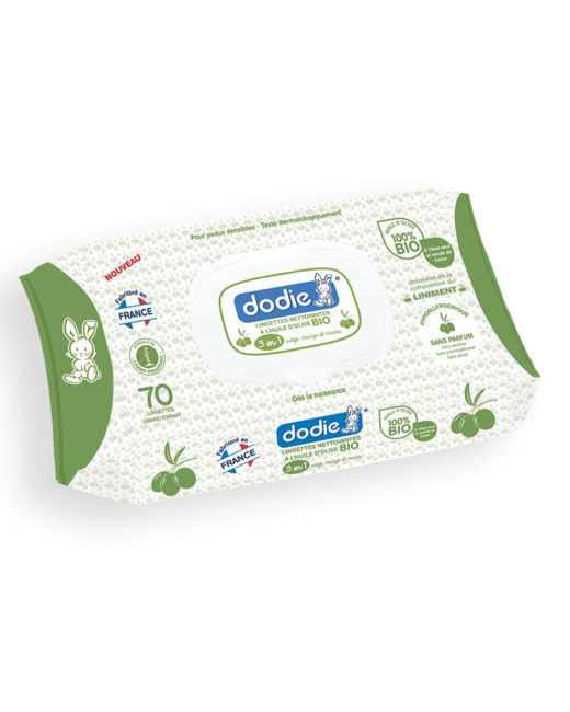 Lingettes nettoyantes à l'huile d'olive bio 3 en 1 