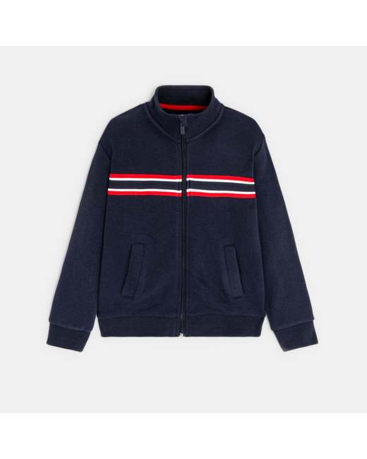 Sweat-shirt zippé col montant bleu garçon