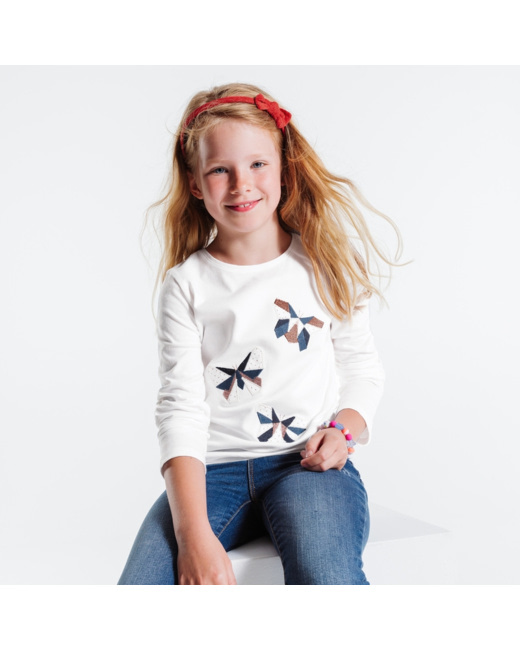 T-shirt en coton biologique blanc fille