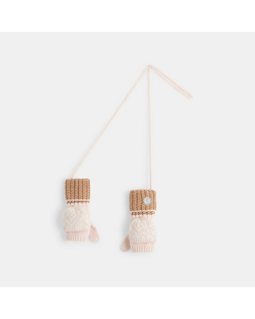 Moufles mitaines en maille jacquard roses fille