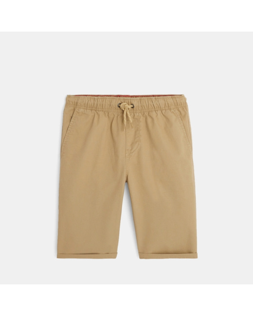 Bermuda slim en toile unie beige garçon