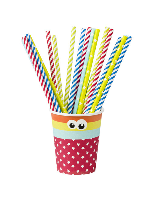 Lot de 20 pailles anniversaire Dragon en plastique