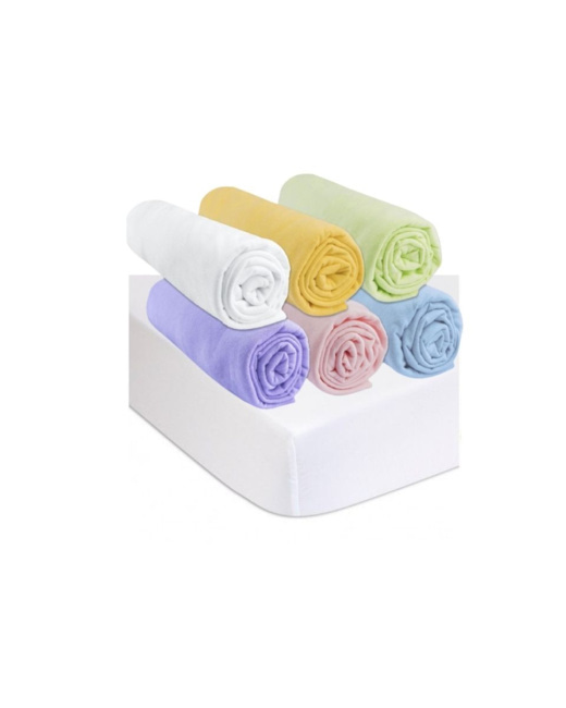 Lot de 6 draps-housses bébé coton 40x80 + 2 protèges-matelas