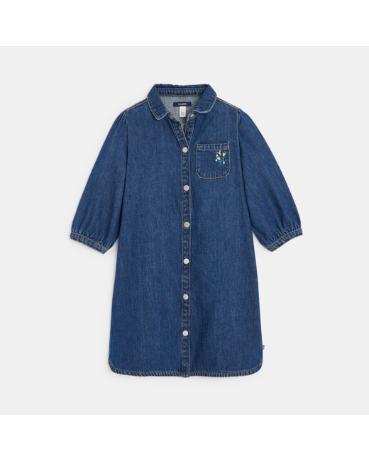 Robe-chemise en jean bleue fille