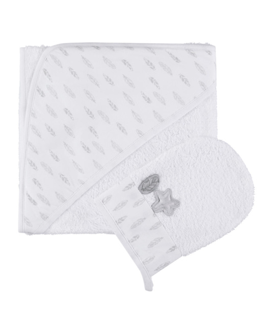 Cape de bain et gant de toilette Feather