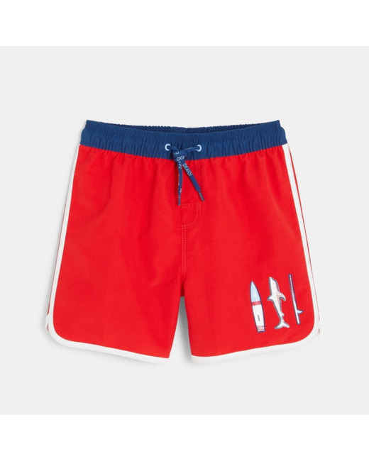 Short de bain bicolore rouge garçon