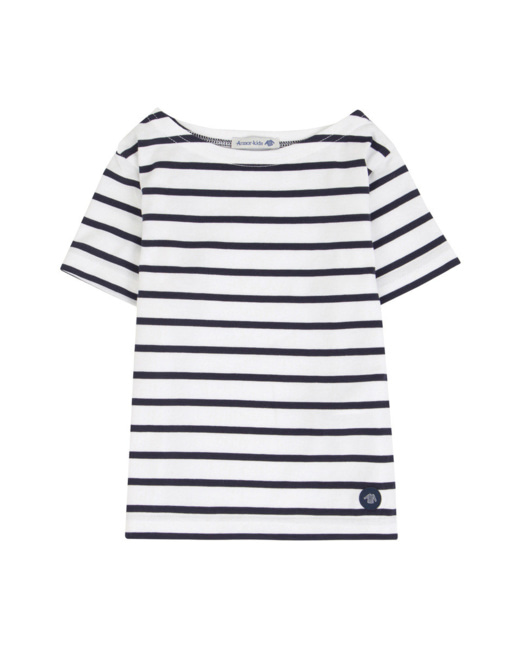 Marinière enfant - coton léger - Blanc/Navire