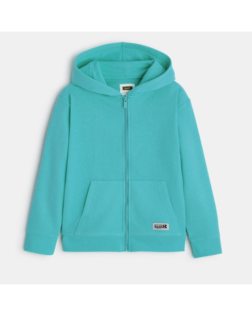 Sweat zippé à capuche bleu garçon