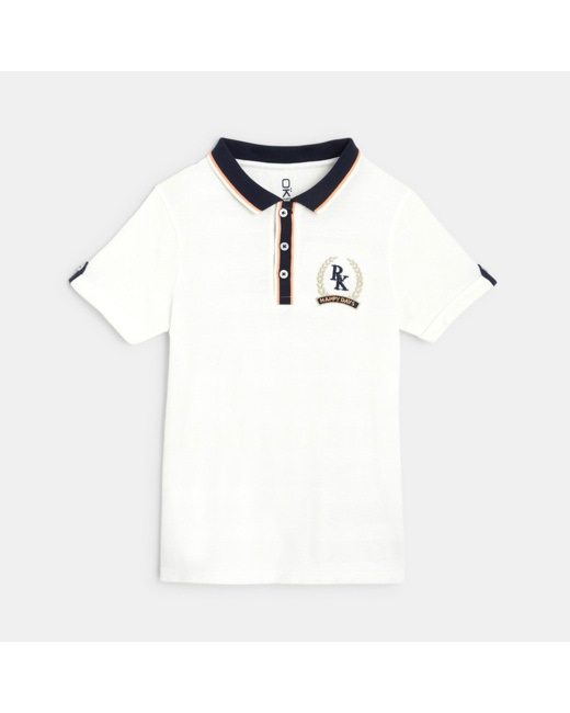 Polo manches courtes en coton piqué blanc garçon