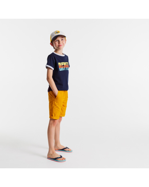 Bermuda slim en toile unie jaune garçon